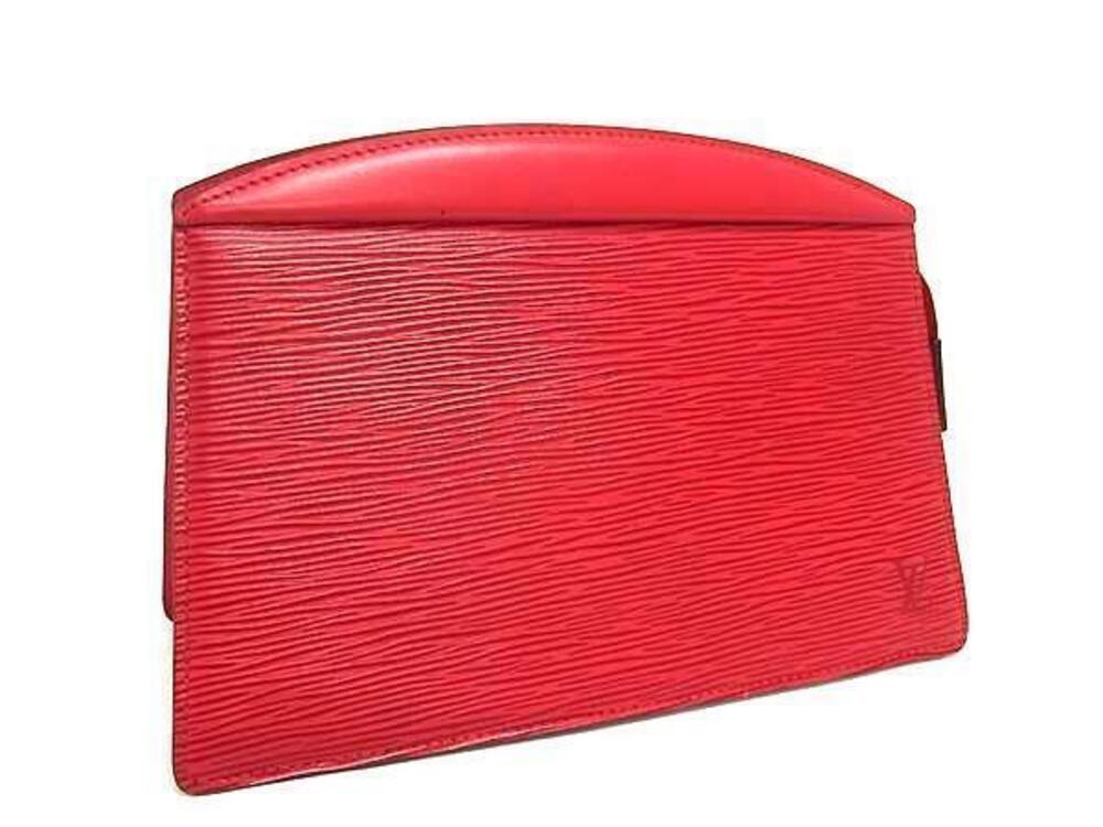 Louis Vuitton Epi Trousse Crete Clutch Bag Shoulder Castilian Red